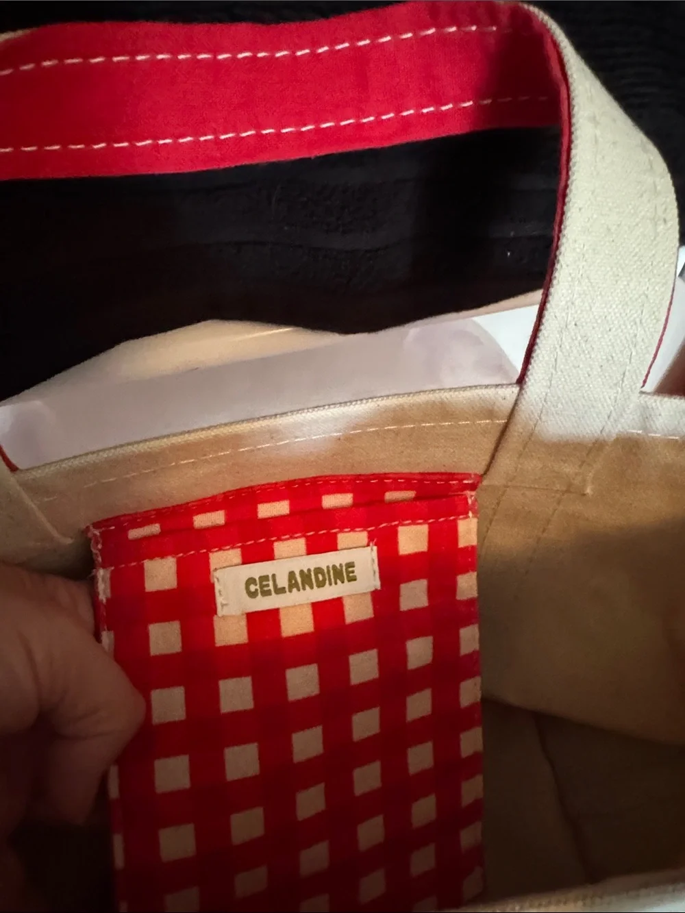 Anthropologie Pink & Red beaded Lobster Canvas Tote Bag
